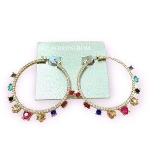 Bold Rainbow statement earrings Nordstrom hoops covered in colorful crystals